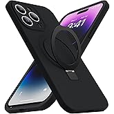 SKYLMW Designed for iPhone 14 Pro Max Case with Magnetic Invisible Stand Compatible with Mag-Safe Military Drop Tested Shockproof Silicone Phone Cases for Women Men 6.7'', Black