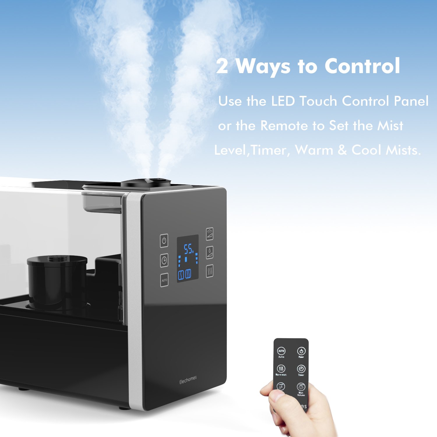 Elechomes Humidifiers Vaporizer with Filter, Warm and Cool Mist