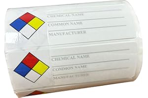 WOOTILE Common Chemical Identifier Labels 1" x 3" SDS Stickers/MSDS Stickers Self-Laminating NFPA Stickers for Chemical Safety Data Chemical Name HMIG Write-in Labels for Safety Industrial Warning 200 Pcs