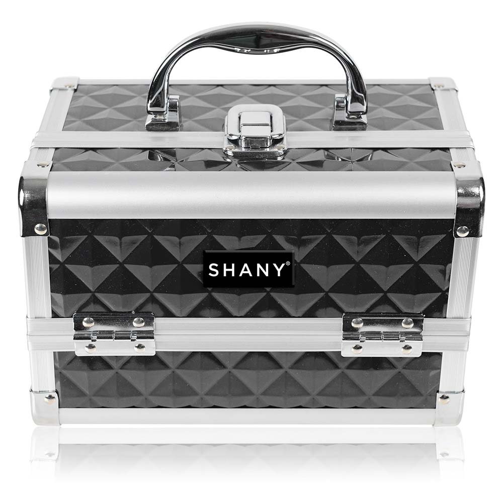 SHANY Chic Makeup Train Case Cosmetic Box Portable Makeup Case Cosmetics Beauty Organizer Jewelry storage with Locks, Multi trays Makeup Storage Box with Makeup Mirror - Black