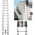 Qimu Telescoping Ladder,Aluminum Lightweight Extension Ladder,330lbs Max Capacity,Non-Slip Sturdy Multi-Purpose Telescope Portable Ladder Outdoor Indoor Use 10.5FT 3.2M