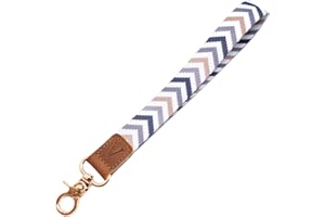 Wrist Lanyard Key Chain Wristlet Strap Keychain Holder with Metal Ring & Genuine Leather for Wallet Cell Phone Camera ID Badg