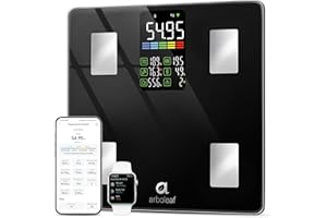 Arboleaf Smart Scale with BMI, Body Fat, Muscle Mass, 14 Composition Metrics, Large LED Display, Digital Bathroom Scale for Weight, Accurate Weighing Machine, App Sync, 500lbs, 11.8"