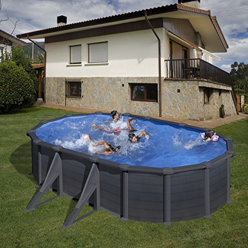 Gre Pool KITPROV508GF Granada - Aufstellpool aus Stahl, oval, mit Graphitoptik. Abnehmbare Gartenpool. 500 x 300 x 132 cm – Bild 2