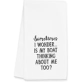 Gleegreets Boat Towels Gifts for Boat Owner, Lake Accessories Towels for Kitchen Bathroom Decor (16x24 inches)