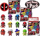 Marvel Deadpool Series 2 3D Foam Figure Collectible Blind Bag Key Rings Gift Set Party Bundle - 3 Pack (Assorted)
