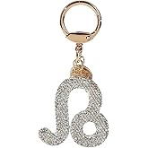 Rhinestone Zodiac Sign Horoscope Charms Key Ring 12 Constellation Astrology Key Chain for Women Birthday Jewelry