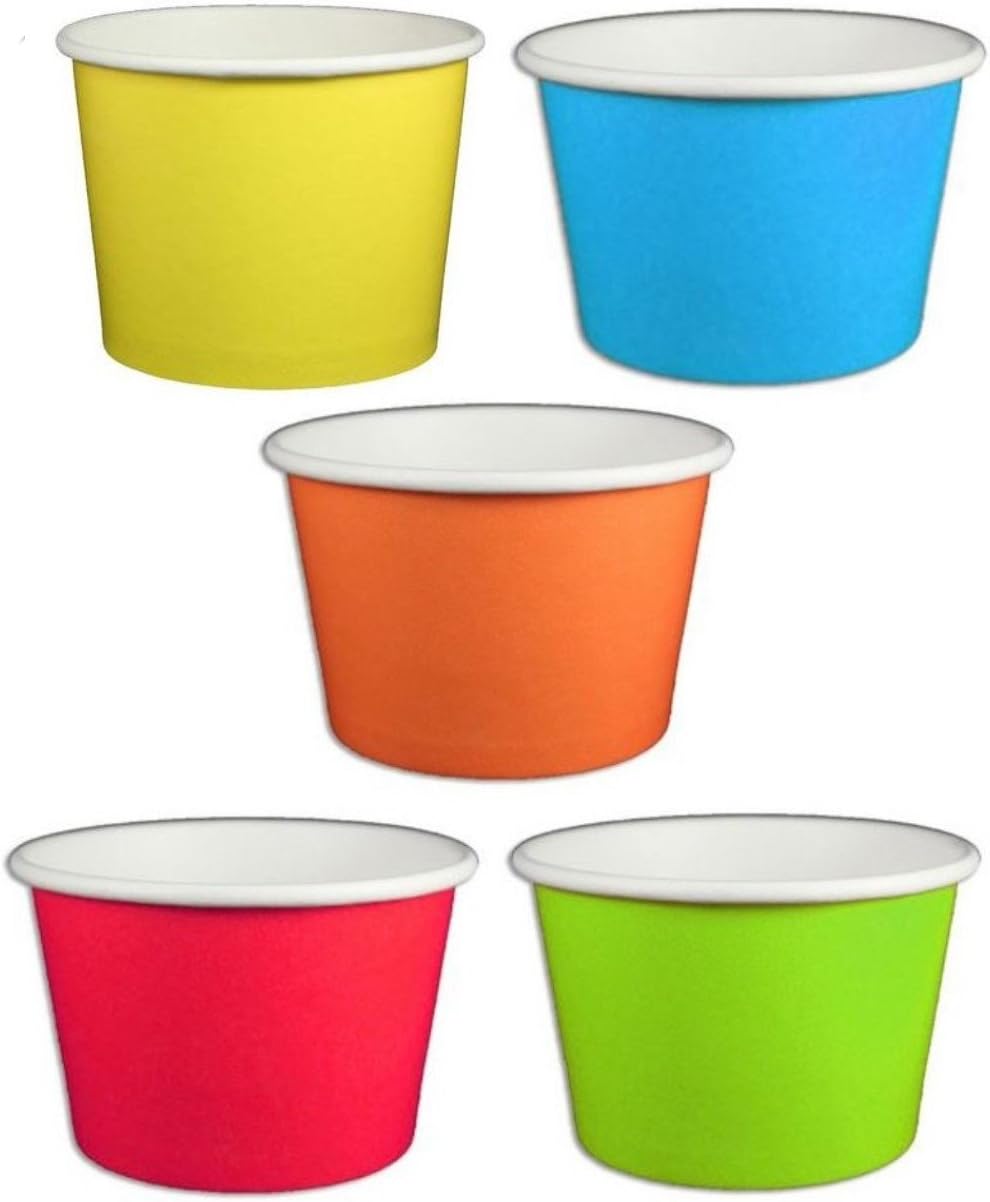 Solid Primary Rainbow Ice Cream Cups 12 oz - 50 count