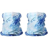 HARFINGTON 2pcs Summer Cooling Neck Gaiter Sun Protection Face Mask Fishing Neck Gaiter Unisex Sunscreen Breathable Bandana for Fishing Outdoor Sports, Camo Blue-White