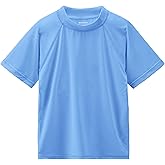 Boys Rash Guard Short Sleeve UPF 50+ Sun Protection Swim Shirt Rashguard Fishing Surf Quick Dry Cool Beach Clothes for Toddler Youth Kids Cream Blue Size 6