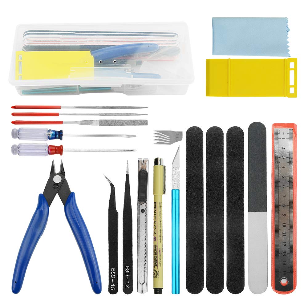 WMYCONGCONG 19 PCS Professional Gundam Model Tools Kit Hobby Building Tools Kit for Building Car Model Repairing and Fixing