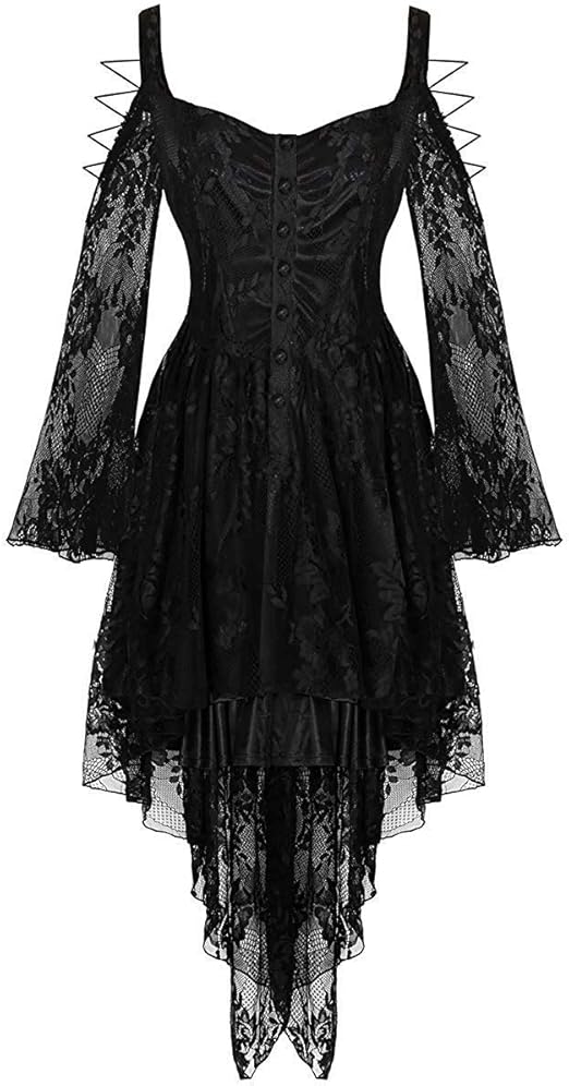 Dark In Love Vestito Gotico In Pizzo Nero Vtg Steampunk Vittoriano Strega Vampiro Amazon It Abbigliamento