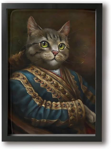 Amazon Co Jp K Duck 猫 紳士 座って 絵画 フレーム装飾画 キャンバスアート アートパネル 壁画 壁掛け 絵 モダンアート 版画 壁飾り ポスター Black ホーム キッチン