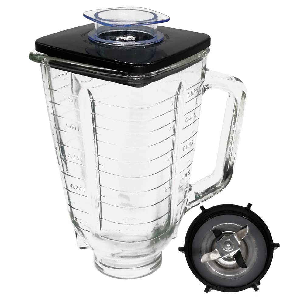 Photo 1 of Replacement Blender 5-cup Glass Jar with Jar lid and Stainless Steel 4-point Ice Crushing Blade, Jar Bottom Cap 148381-000-090,Compatible with Oster Classic and OSTERIZER Series Blender