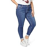ALLABREVE Womens Plus Size Skinny Jeans Stretchy High Waisted Ankle Jean Ripped Slim Fit Washed Denim Distressed Tight Jean