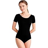 DANSHOW Women Short Sleeve Ballet Leotards for Adult Dance