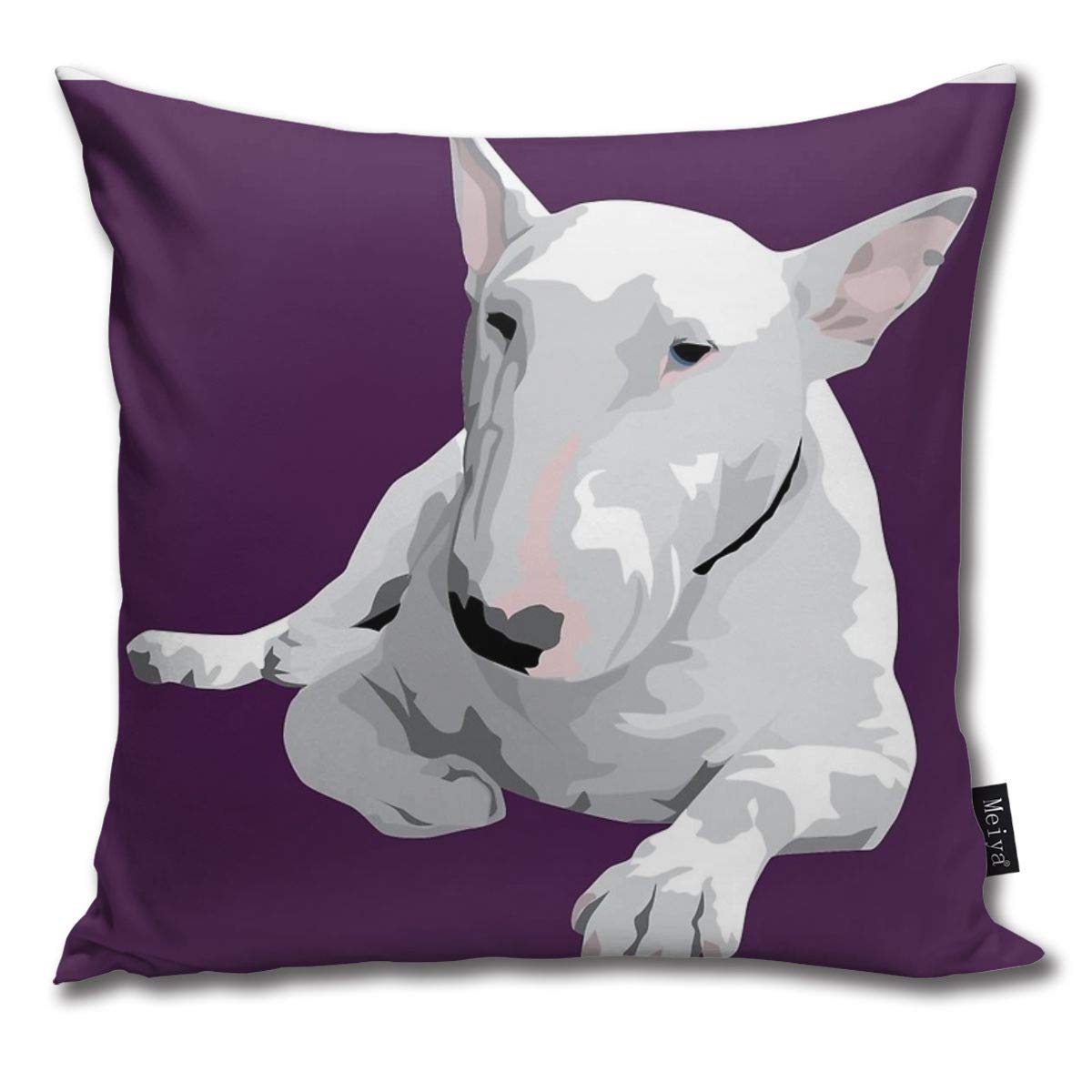 QMS CONTRACTING LIMITED English Bull Terrier Print Pillowcase Home Life Cotton Cushion Case 18 x 18 inches