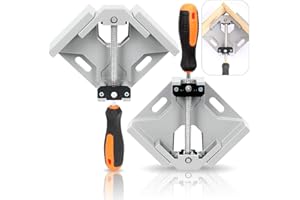 Swpeet 2Pcs 90 Degree Right Angle Clamp, Single Handle 90°Aluminum Alloy Corner Clamp, Aluminum Alloy Frame Clamps with Adjus