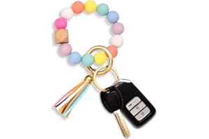 NVENF Silicone Key Ring Bracelet Beaded Wrislet Keychain Portable House Car Keys Ring Holder