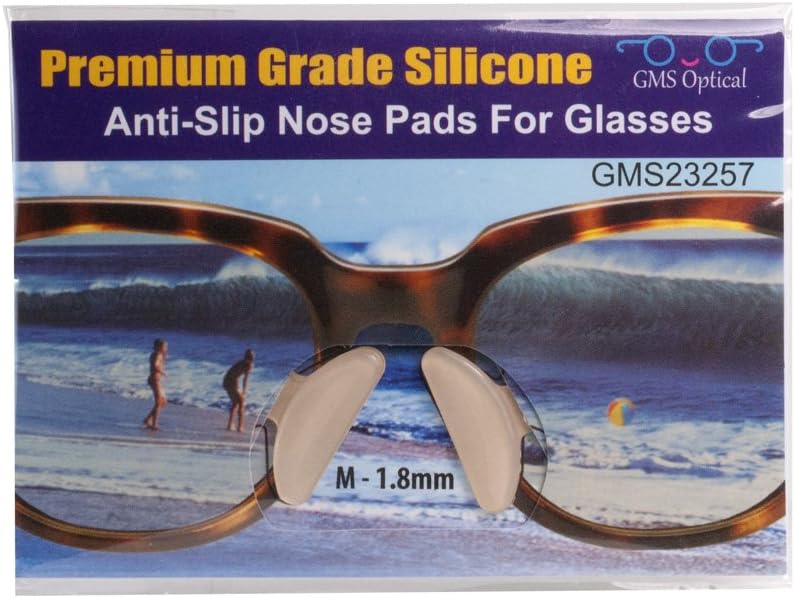2 Pair Clear - 1.8mm x 17mm Non-Slip Nose Pads for Eyeglasses by GMS Optical - Premium Grade Silicone