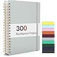 Forvencer A4 Lined Spiral Journal Notebook with 300 Numbered Pages,11" X 8.5" Thick Journals for Writing with 100GSM Paper, Hardcover Notebooks with Contents for Work, School, Grey