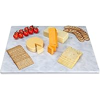 Homeries Marble Cutting Pastry Board (20 x 16 Inches) - Marble Serving Tray for Cheese, Pastries, Bread - Large White Fancy M