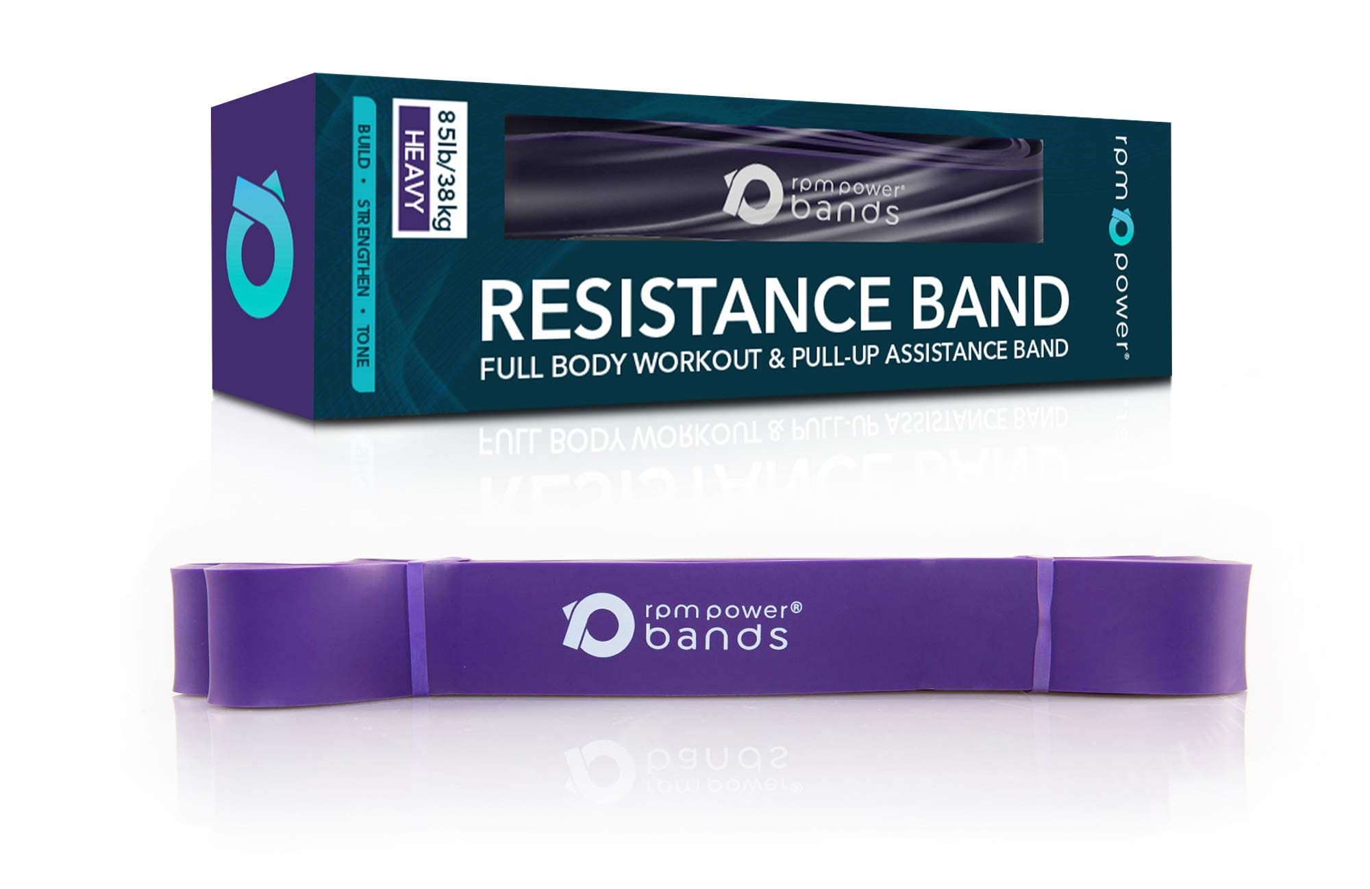 RPM Power Bands - Professional Standard Resistance Bands (15-125lb Resistance) for Strengthening, Toning, CrossFit, Yoga & Pilates (PowerBands Heavy)