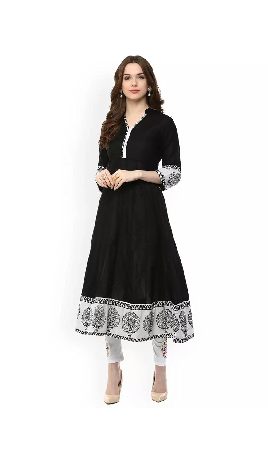 anjushree choice women's black stitched cotton kurti kurta