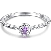 Birthstone Stackable Rings for Women: S925 Sterling Silver Heart Stacking Ring Knuckle Rings Band for Best Friends Christmas Anniversary Birthday Gifts Jewelry