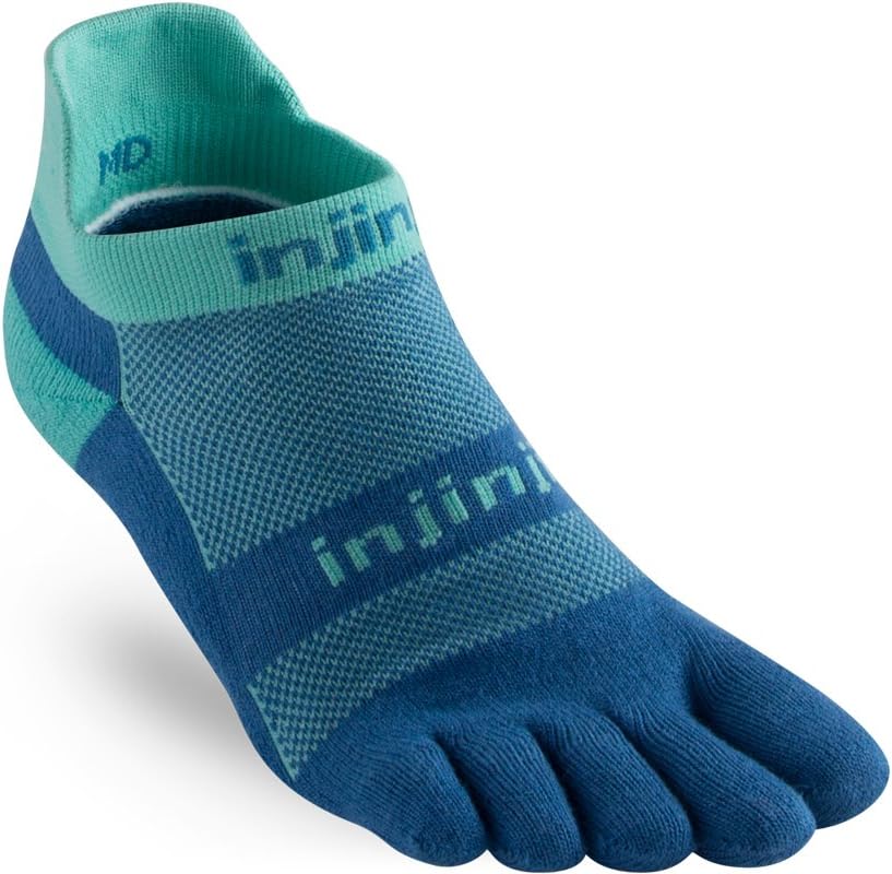 Run Midweight No Show Running Toe Socks Seaside