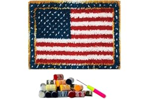 DL-YTG Latch Hook Kits Rug National Flag Crochet Yarn Cushion Colour Pre-Printed Canvas Cover Rug Needlework DIY Hook and Latch Kit Christmas Home Decoration 52x38cm/20 X15inch
