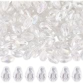 PONABEADIY 1 Box 150PCS 15MM Clear Faceted Teardrop Glass Beads with Hole Briolette Crystal Transparent Water Drop AB Color Spacer Charm Loose Bead for Jewelry Making Earring Necklace Diy Craft Supply