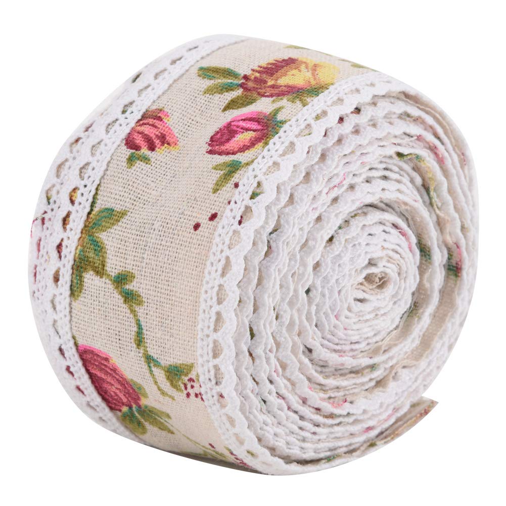 Fabric Braid Trim Diy Lace Paeonia Flower Burlap Ribbon Roll Hessian Jute Belt Strap 5m For Wedding Cloth Decoration Handmade Materials