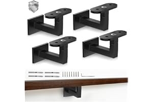 Gyykzz 4 Pack Adjustable Handrail Brackets for Indoor Stairs, Heavy-Duty T316 Stainless Steel Black Railing Bracket for Staircase, Swivel Hand Rail Banister Stand for Corridors, Offices, Living Rooms