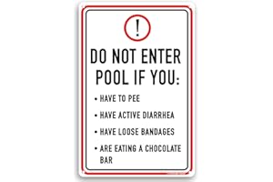 TOOTHSOME STUDIOS Do Not Enter Pool If 12" x 8" Funny Tin Sign Inappropriate Humor Gag Pool Indoor Outdoor Home Decor