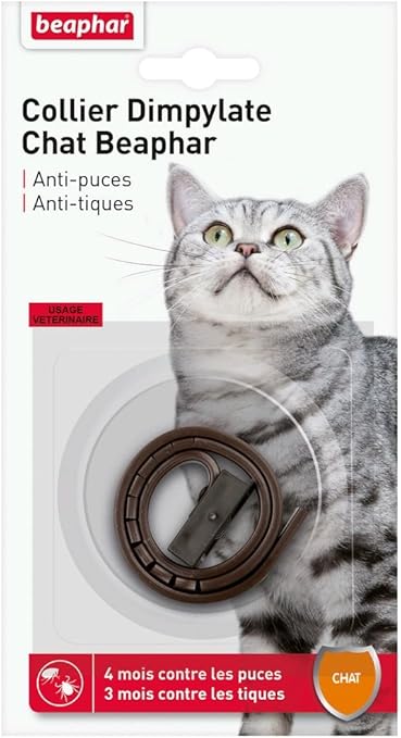 Beaphar Collier Dimpylate Antiparasitaire Pour Chat Protege Votre Chat Contre Les Puces Et Les Tiques Jusqu A 4 Mois De Protection Resiste A L Eau Et A L Humidite Marron