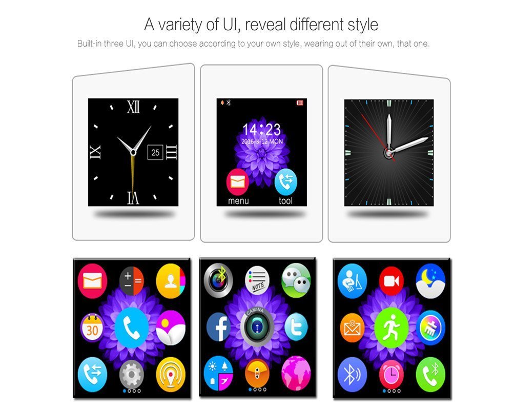 Smart Watch Phone,SUNETLINK Touch Screen Bluetooth Cell Phon e Watch Support Pedometer analysis/Sleep Monitoring with Camera NFC,for Android Smart Phones,Men Women Kids