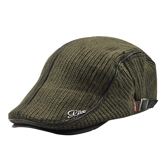 Vpuquuz Herren Baumwolle Zeitungsjunge Kappe Flache Kappe Newsboy Cap Winter Dicke Warme Hüte Hut Strickwolle Jagdhut Visiere