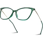 VISOONE Oversized Cat Eye Blue Light Blocking Glasses for Women Large Cute Lightweight Eyeglasses Metal Frame Calina