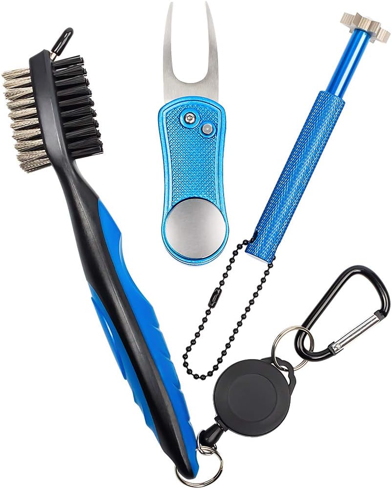 TuoBak's Golf Club Cleaner with 2Ft Retractable Zip-line Aluminum Carabiner,golf groove sharpener,Golf Balls,Golf Accessories,golf ball line marker