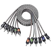 RECOIL RCI66 99.99% Oxygen Free Copper 6ft（1.8m 6-Channel RCA Audio Cable, Twisted Pair with Noise Reduction