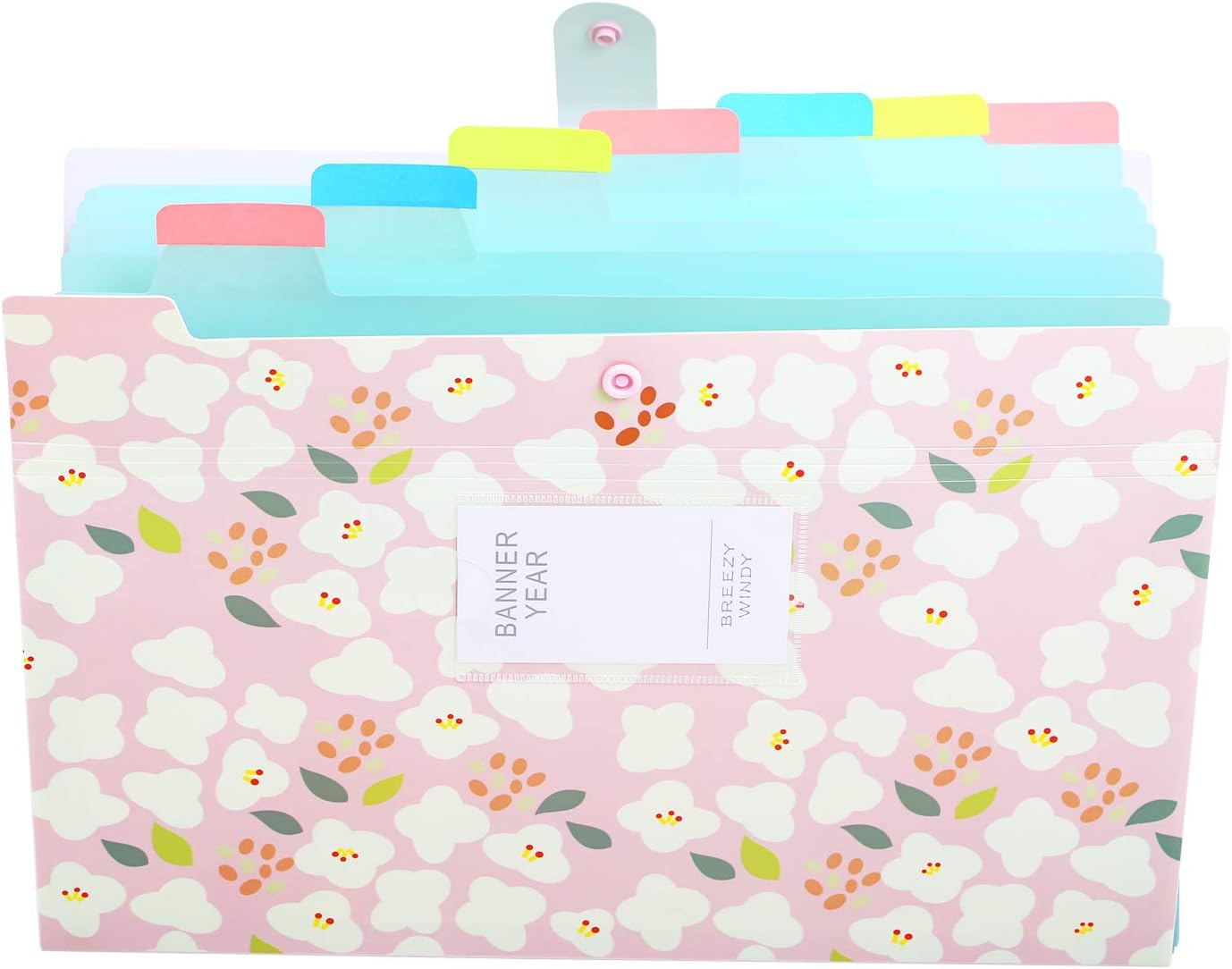 KONVINIT Accordian Expanding Paper Folder 8 Parts Floral Printed Document Wallet with Buckle Closure Archival Organizer,Pink Cover - Image 4