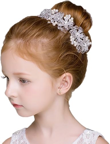 Amazon.com: DreamYo - Tocado con cuentas para niñas, accesorios para el pelo, ceremonia, fiesta, boda, S: Clothing