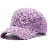 Avilego Winter Baseball Cap for Women Lamb Wool Solid Color Warm Baseball Cap for Outdoor Travel