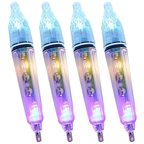 LEDGLE 4x Unterwasser Attraktion Lampe Kit Fischköder, Angeln Lichter mit 2 Leuchtmodi - Buntes Licht