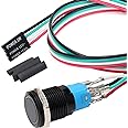 STARELO 16mm Computer case DIY Boot Reset Button Installation and Replacement, Metal momentary Button Switch, Blue LED Light,16mm 5/8" Mounting Hole with Heat shrinkable Tube. (16mm, Blue)