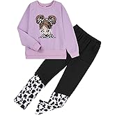 Ochine Girls Clothes, 2Pcs Girls Outfits Tie Dye Graphic Sweatshirt Tops & Leggings Print Pants Fall Winter Clothes Set