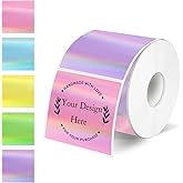 Square Thermal Labels Stickers 2" x 2", Holographic Thermal Stickers Labels, Glitter Self-Adhesive Direct Thermal Label for Small Business- Holographic 5 Colors