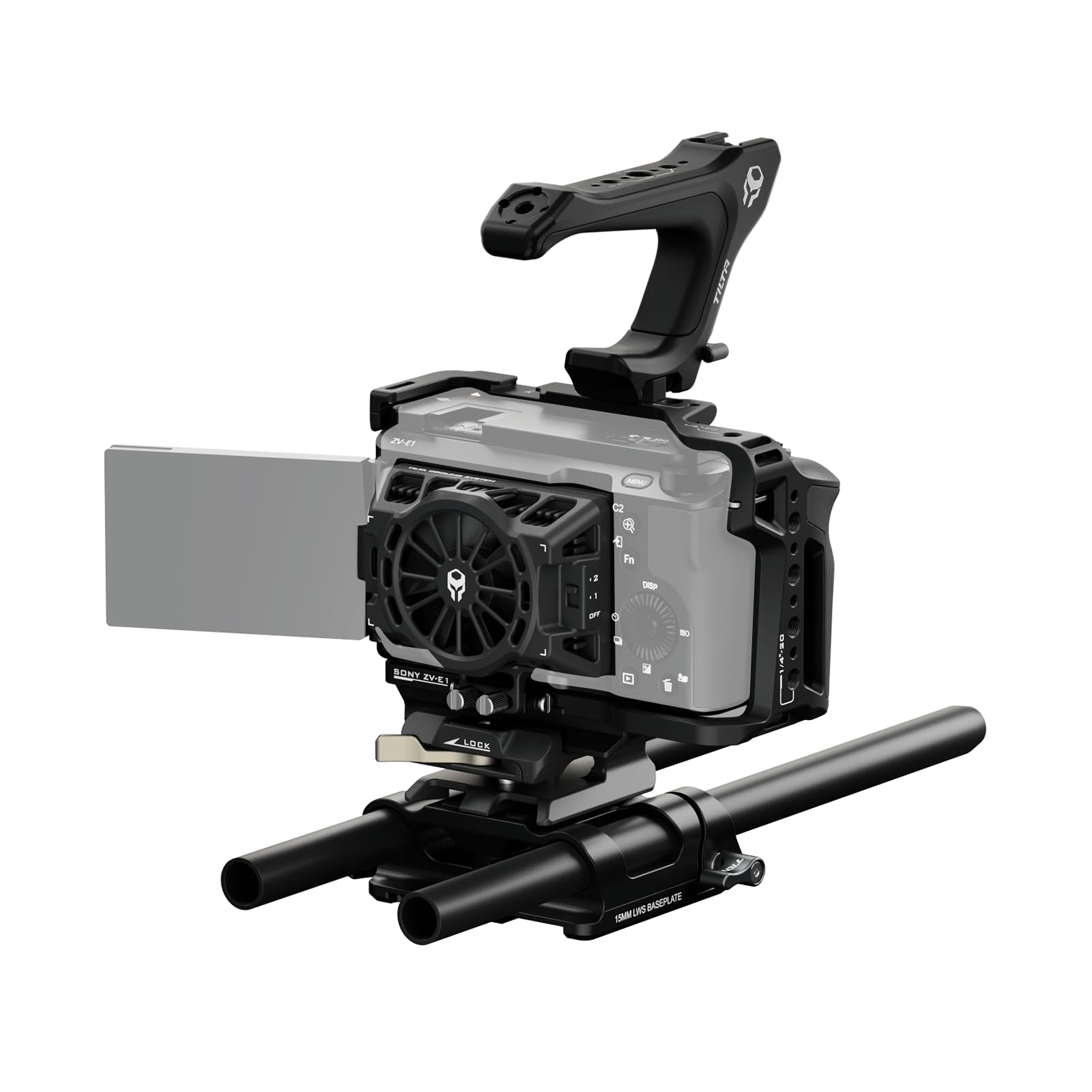 Tilta ZV-E1 Cage,Full Camera Cage Compatible with Sony ZV-E1 Pro Kit with Top Handle,Cooling System,LWS Baseplate and NATO Rail - Black TA-T35-C-B — image 1