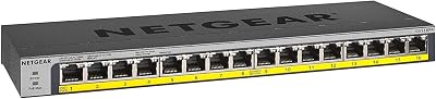 NETGEAR GS116PP 16-Port PoE Gigabit Switch Unmanaged 183W Desktop Wall Rack